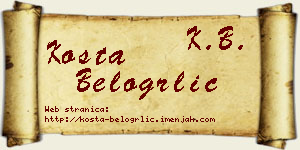 Kosta Belogrlić vizit kartica